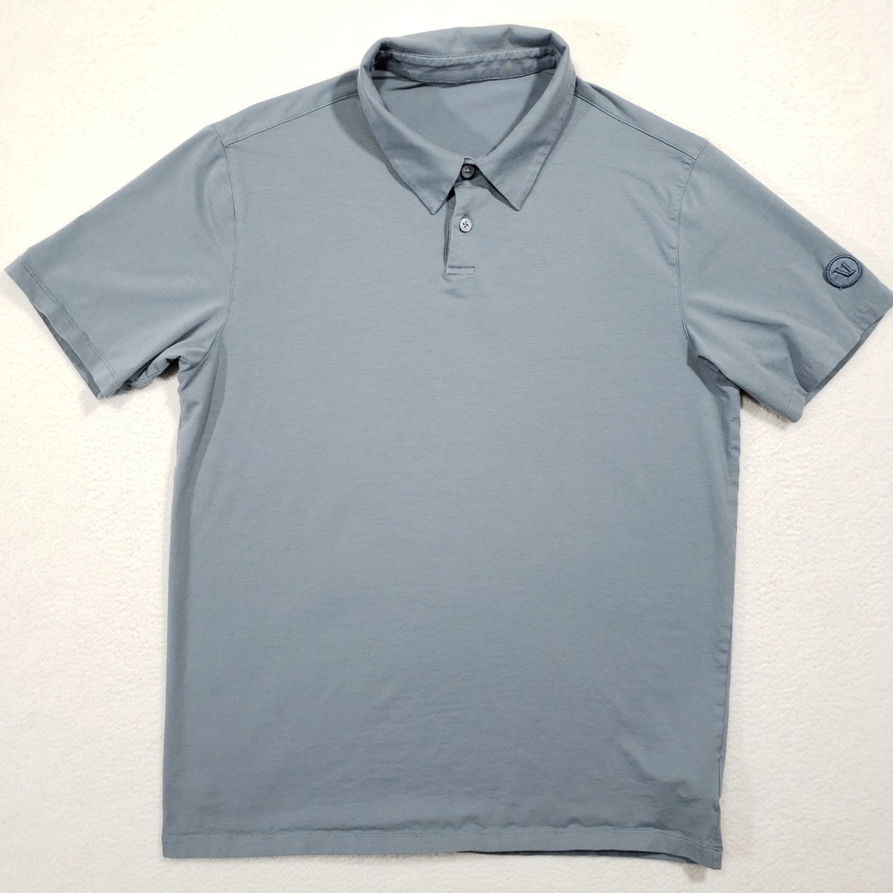 Vuori Feather Polo Shirt Mens Small Blue V1069 Short Sleeve Cotton Blend Stretch
